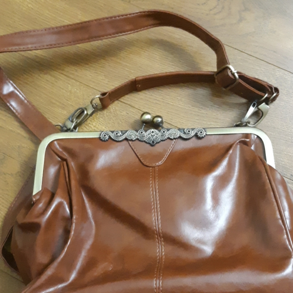 Vintage Leather Purse w/ strap or tote handle